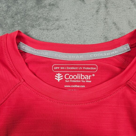 Coolibar Shirt Womens Small Red Pink Devi Long Sleeve Sun Protection Fitness Tee - Picture 2 of 10